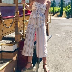 Striped Tie Front Jumpsuit